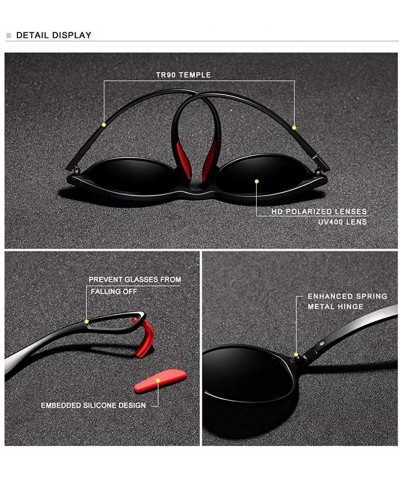 Round Genuine TR90 Tough Polarized Sunglasses For Men and Women Round Fashion - Matte Black - C218QLM5YUI $39.62