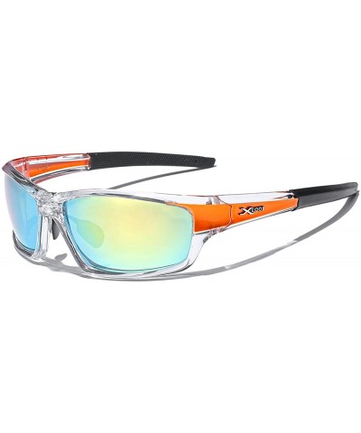 Wrap Wrap Around Cycling Ski Baseball Water Sports Sunglasses - Clear - Orange - Yellow Mirror - CX11OXKLDBF $7.26