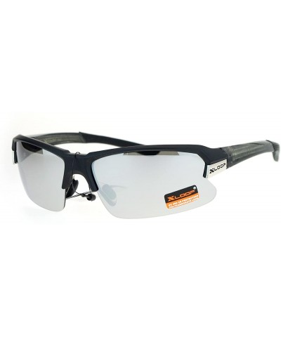 Sport Xloop Sports Sunglasses Mens Half Rim Light Weight Frame UV 400 - Black Gray (Silver Mirror) - C2186RZ8H8C $9.10