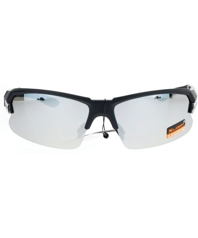 Sport Xloop Sports Sunglasses Mens Half Rim Light Weight Frame UV 400 - Black Gray (Silver Mirror) - C2186RZ8H8C $9.10