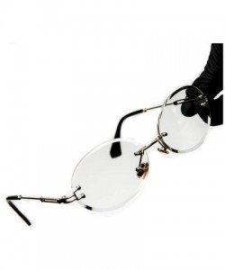 Rimless Round Cut Rimless Gold Frame Luxury Hip Hop Mens Clear Lens Glasses - CY197SX3KUC $25.43