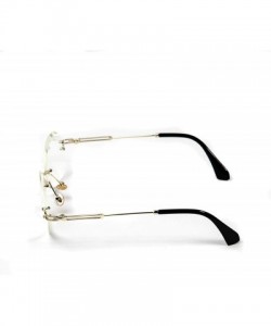 Rimless Round Cut Rimless Gold Frame Luxury Hip Hop Mens Clear Lens Glasses - CY197SX3KUC $25.43