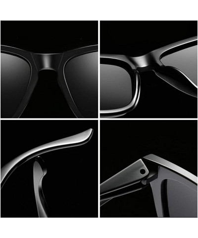 Rectangular Sunglasses Polarized Female Male Full Frame Retro Design - Black Red - CF18NW79HK5 $10.19