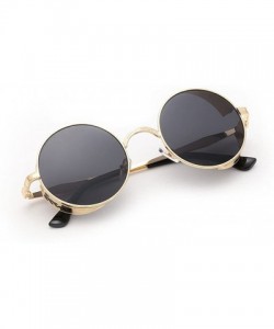 Shield Vintage Hippie Retro Metal Round Circle Frame Sunglasses CS1039 - Gold Gray - CH12NV7NK1G $11.80