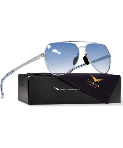 Aviator Mens Aviator Sunglasses Polarized Women UV 400 Protection - 04gradient Blue/Silver Frame(♡without Zipper Case♡) - C71...