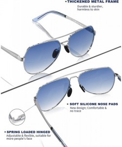 Aviator Mens Aviator Sunglasses Polarized Women UV 400 Protection - 04gradient Blue/Silver Frame(♡without Zipper Case♡) - C71...
