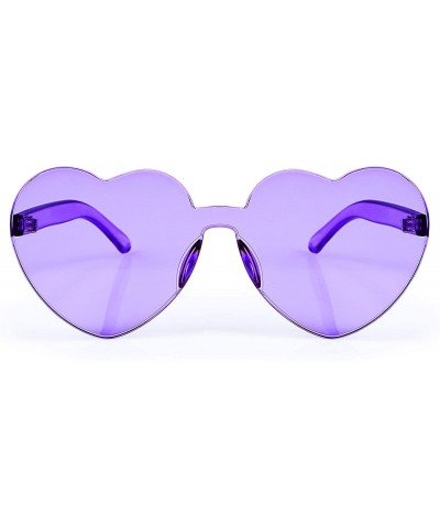 Rimless Rimless Heart Shaped Sunglasses Women One Piece Fashion Love Glasses B2419 - Purple - CP18CMN0YTI $12.62