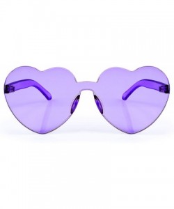 Rimless Rimless Heart Shaped Sunglasses Women One Piece Fashion Love Glasses B2419 - Purple - CP18CMN0YTI $12.62