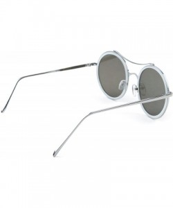 Round Round Curved Top Bar Double Color Frame Sunglasses - Blue White - CI1903W5X7T $15.93