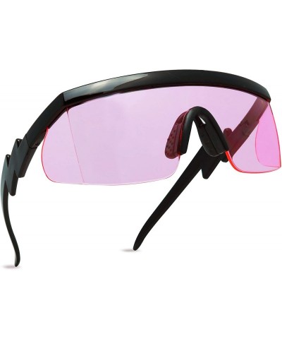 Rimless Semi Rimless Pink Translucent Lens Sports Performance Sunglasses Black Half Frame ZigZag Arms Utility Goggles - C0197...