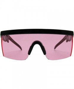 Rimless Semi Rimless Pink Translucent Lens Sports Performance Sunglasses Black Half Frame ZigZag Arms Utility Goggles - C0197...