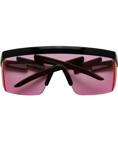 Rimless Semi Rimless Pink Translucent Lens Sports Performance Sunglasses Black Half Frame ZigZag Arms Utility Goggles - C0197...