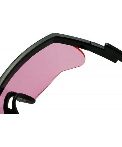 Rimless Semi Rimless Pink Translucent Lens Sports Performance Sunglasses Black Half Frame ZigZag Arms Utility Goggles - C0197...