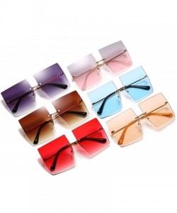 Rimless 2020 Fashion Oversized Square Sunglasses Women Sexy Red Brown Tinted Color Lens Big Rimless Sun Glasses UV400 - CM190...