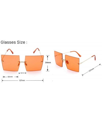 Rimless 2020 Fashion Oversized Square Sunglasses Women Sexy Red Brown Tinted Color Lens Big Rimless Sun Glasses UV400 - CM190...