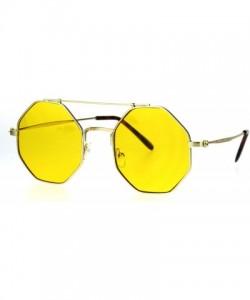 Round Octagon Shape Sunglasses Flat Top Metal Frame Colorful Shades UV 400 - Yellow - CL185Z4AYRG $8.26