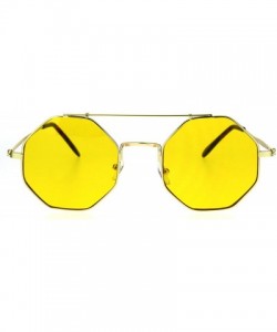 Round Octagon Shape Sunglasses Flat Top Metal Frame Colorful Shades UV 400 - Yellow - CL185Z4AYRG $8.26