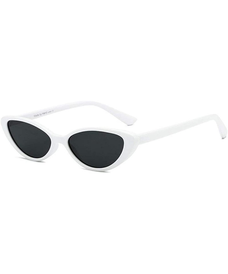 Round retro small round frame female cat glasses fashion luxury brand designer men's sunglasses - White - CU1938CIG6R $9.74