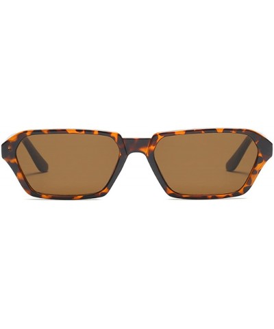 Goggle Vintage Rectangle Sunglasses Small Frame Women Square Fashion Eyewear - Leopard - C918DW0LX5L $9.45