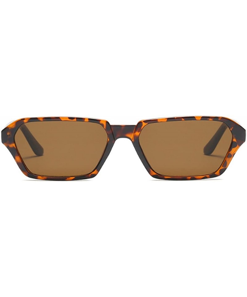 Goggle Vintage Rectangle Sunglasses Small Frame Women Square Fashion Eyewear - Leopard - C918DW0LX5L $9.45