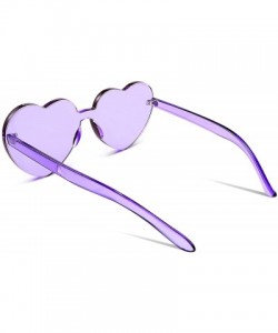 Rimless Rimless Heart Shaped Sunglasses Women One Piece Fashion Love Glasses B2419 - Purple - CP18CMN0YTI $12.62