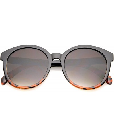 Round Oversize Horn Rimmed Flat Lens Round Sunglasses 55mm - Black-tortoise / Lavender - C612OBOFOWY $17.99