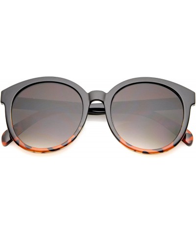 Round Oversize Horn Rimmed Flat Lens Round Sunglasses 55mm - Black-tortoise / Lavender - C612OBOFOWY $8.38