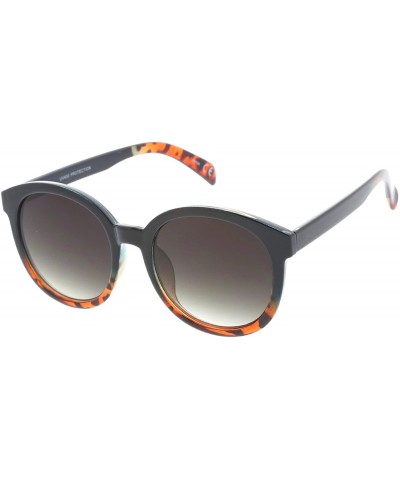 Round Oversize Horn Rimmed Flat Lens Round Sunglasses 55mm - Black-tortoise / Lavender - C612OBOFOWY $17.99
