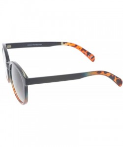 Round Oversize Horn Rimmed Flat Lens Round Sunglasses 55mm - Black-tortoise / Lavender - C612OBOFOWY $17.99
