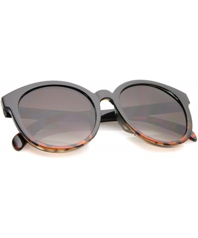 Round Oversize Horn Rimmed Flat Lens Round Sunglasses 55mm - Black-tortoise / Lavender - C612OBOFOWY $17.99