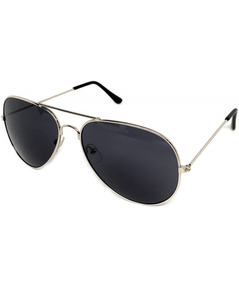 Aviator My Shades Classic Sunglasses Teardrop - Silver Frame- Smoke - CX187QTTXKQ $7.44