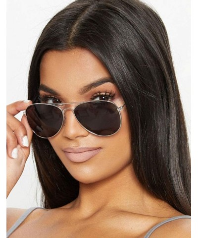 Aviator My Shades Classic Sunglasses Teardrop - Silver Frame- Smoke - CX187QTTXKQ $7.44