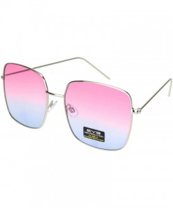 Butterfly Womens Large Rectangle Butterfly Designer Fashion Diva Sunglasses - Silver Pink Blue - CC18O39Z64O $11.30