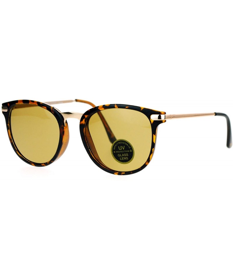 Rectangular Mens Tempered Glass Lens Retro Horn Rim Designer Mod Sunglasses - Tortoise Brown - CJ128F6ZLM9 $8.52