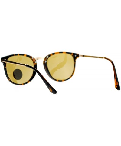 Rectangular Mens Tempered Glass Lens Retro Horn Rim Designer Mod Sunglasses - Tortoise Brown - CJ128F6ZLM9 $8.52