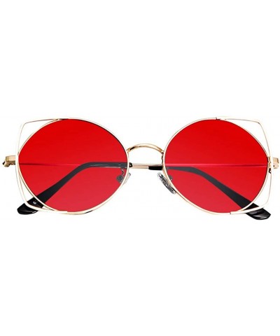 Wrap Round Sunglasses Hollow Sunglasses Personality Sunglasses Sunglasses for Women - Red - CH18TM68GNE $16.97