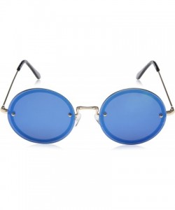 Rectangular Rimless Eyes Rectangular Sunglasses - Gold/Blue Mirror - C617YZ9G78Y $11.04
