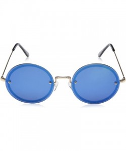 Rectangular Rimless Eyes Rectangular Sunglasses - Gold/Blue Mirror - C617YZ9G78Y $11.04