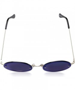 Rectangular Rimless Eyes Rectangular Sunglasses - Gold/Blue Mirror - C617YZ9G78Y $11.04