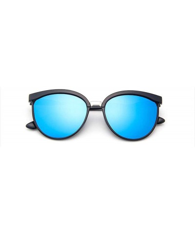 Cat Eye Cat Eye Sunglasses Women Brand Designer Fashion Coating Mirror Sexy Cateye Sun Glasses UV400 Women's - C7blue - C1198...