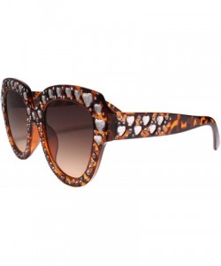 Square Stylish Sophisticated Heart Shape Bling Rhinestone Womens Sunglasses - Tortoise - C918Z008X29 $11.72