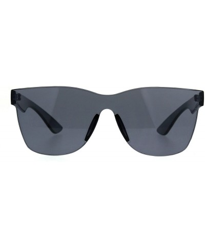 Rimless Rimless Fashion Sunglasses One Solid Plastic Square Frame UV 400 - Black - C0188LDX83M $15.36