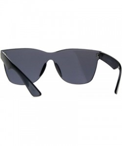 Rimless Rimless Fashion Sunglasses One Solid Plastic Square Frame UV 400 - Black - C0188LDX83M $15.36