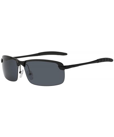 Rectangular Men Stylish Ultra Light Rectangular Metal Frame Sunglasses Polarized Lens - Black-smoke - C818IE5LYRD $10.57