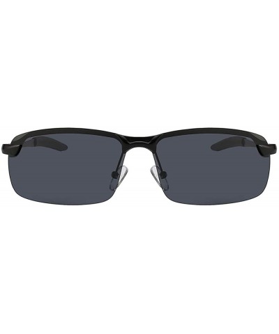 Rectangular Men Stylish Ultra Light Rectangular Metal Frame Sunglasses Polarized Lens - Black-smoke - C818IE5LYRD $10.57