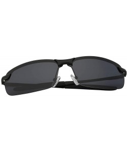 Rectangular Men Stylish Ultra Light Rectangular Metal Frame Sunglasses Polarized Lens - Black-smoke - C818IE5LYRD $10.57