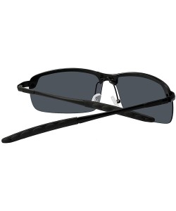 Rectangular Men Stylish Ultra Light Rectangular Metal Frame Sunglasses Polarized Lens - Black-smoke - C818IE5LYRD $10.57