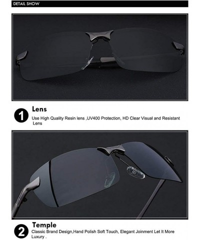 Rectangular Men Stylish Ultra Light Rectangular Metal Frame Sunglasses Polarized Lens - Black-smoke - C818IE5LYRD $10.57