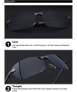 Rectangular Men Stylish Ultra Light Rectangular Metal Frame Sunglasses Polarized Lens - Black-smoke - C818IE5LYRD $10.57