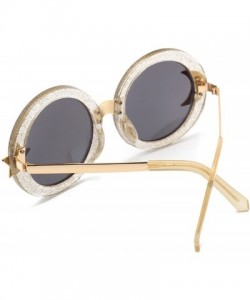 Round Women's Glitter Shell-effect Acetate Moon Star Accent Round Sunglasses - Gold - CN185W0M79D $24.10